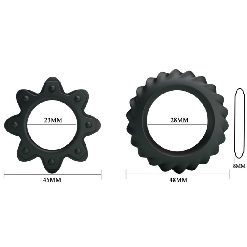 BAILE - KIT 2 RING FLOWERING SILICONE RINGS BAILE FOR HIM NOCTURNA DESIRES