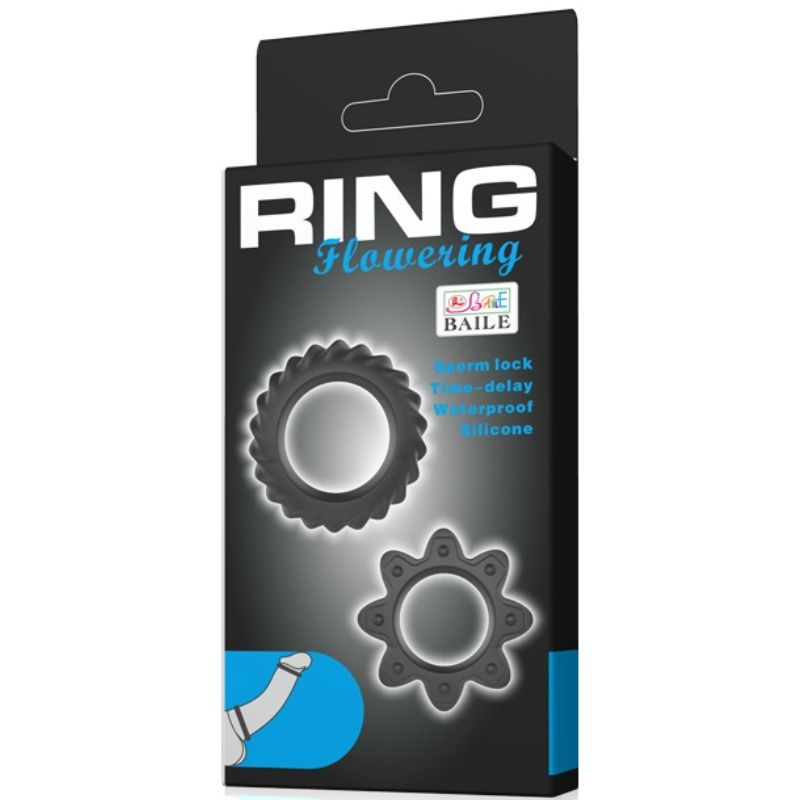 BAILE - KIT 2 RING FLOWERING SILICONE RINGS BAILE FOR HIM NOCTURNA DESIRES