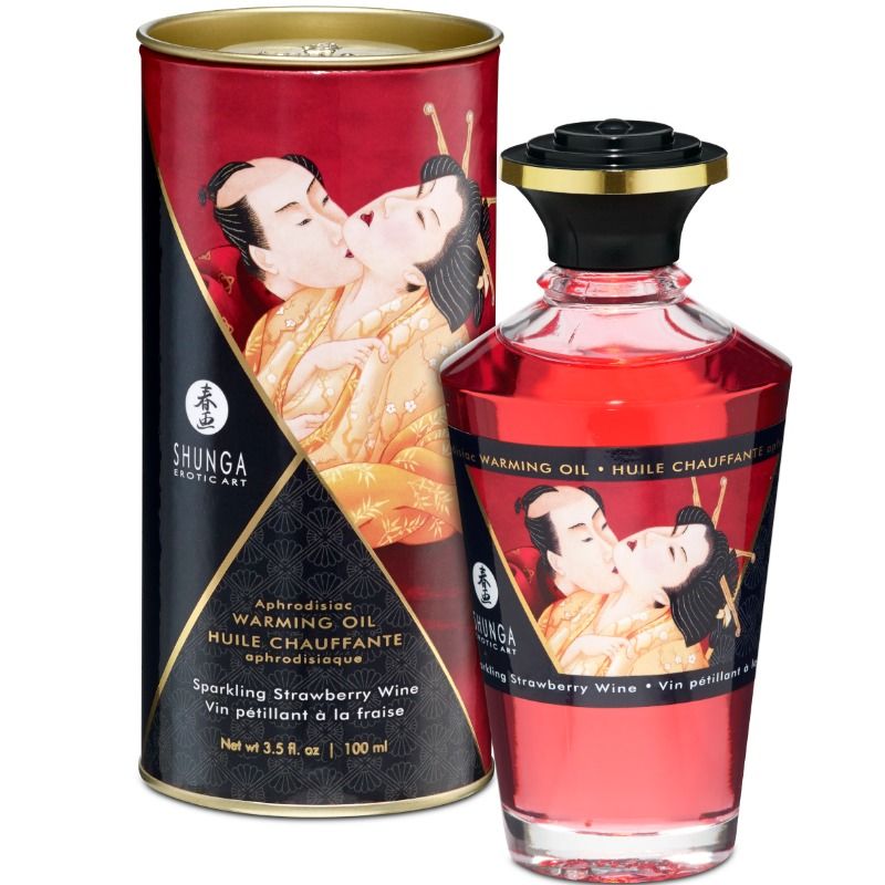 SHUNGA - STRAWBERRIES AND CAVA HEAT EFFECT MASSAGE OIL 100 ML SHUNGA OILS NOCTURNA DESIRES
