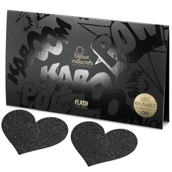 BIJOUX - INDISCRETS FLASH BLACK HEART NIPPLE CUTS BIJOUX FLASH COLLECTION NOCTURNA DESIRES