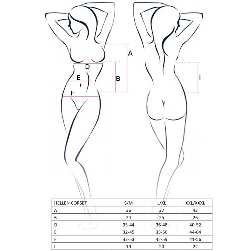 PASSION - WOMAN HELLEN BLACK CORSET SIZE L/XL PASSION WOMAN CORSETS NOCTURNA DESIRES