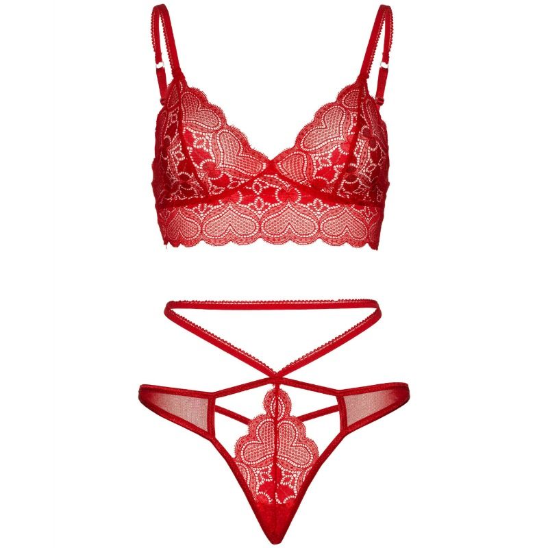LEG AVENUE - 2 PIECES SET LACE BRALETTE AND THONG M/L LEG AVENUE SETS NOCTURNA DESIRES
