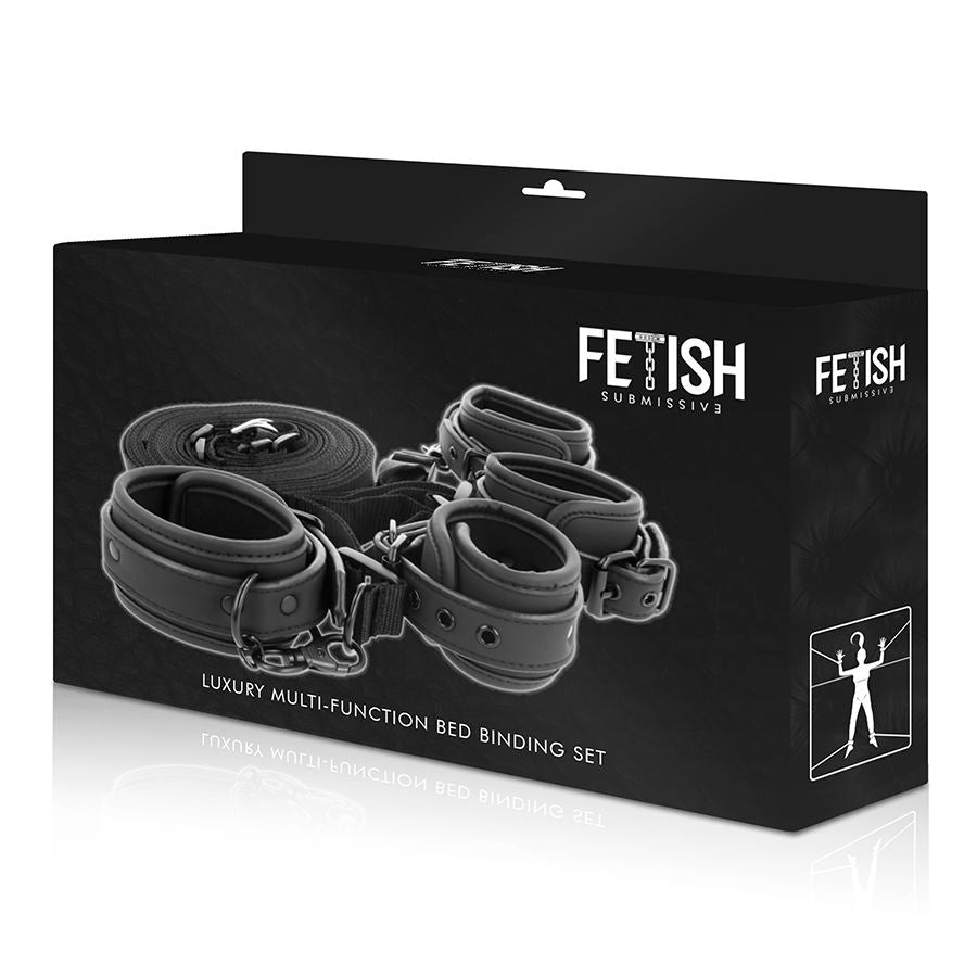 FETISH SUBMISSIVE - SET OF HANDCUFFS AND TIES WITH NOPRENE LINING FETISH SUBMISSIVE BONDAGE NOCTURNA DESIRES