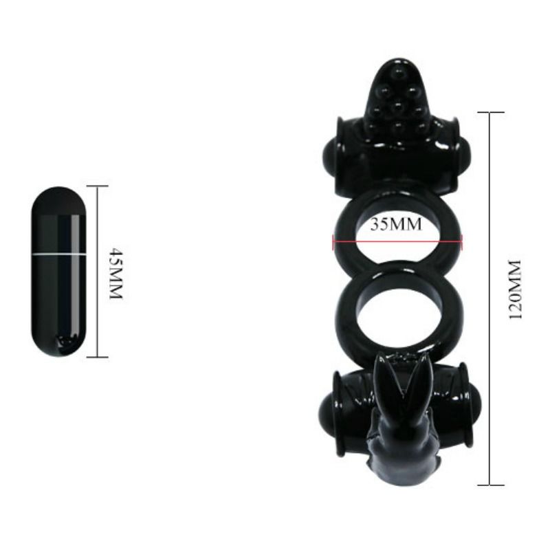 BAILE - SWEET RING DOUBLE RING WITH DOUBLE RABBIT BAILE FOR HIM NOCTURNA DESIRES