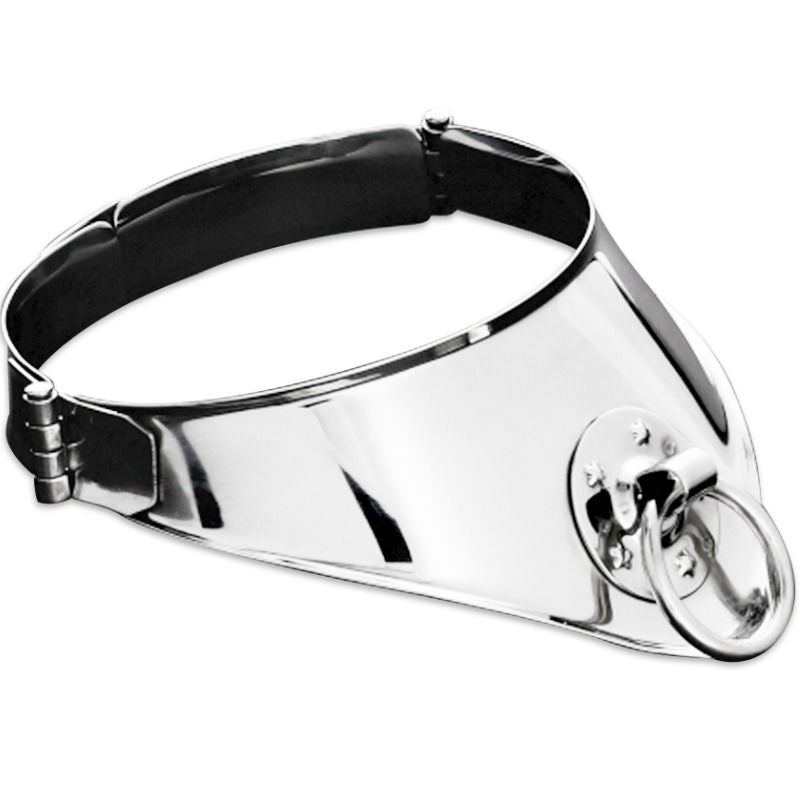 METAL HARD - RESTRAINT COLLAR WITH RING AND PADLOCK 12.5 CM METAL HARD NOCTURNA DESIRES