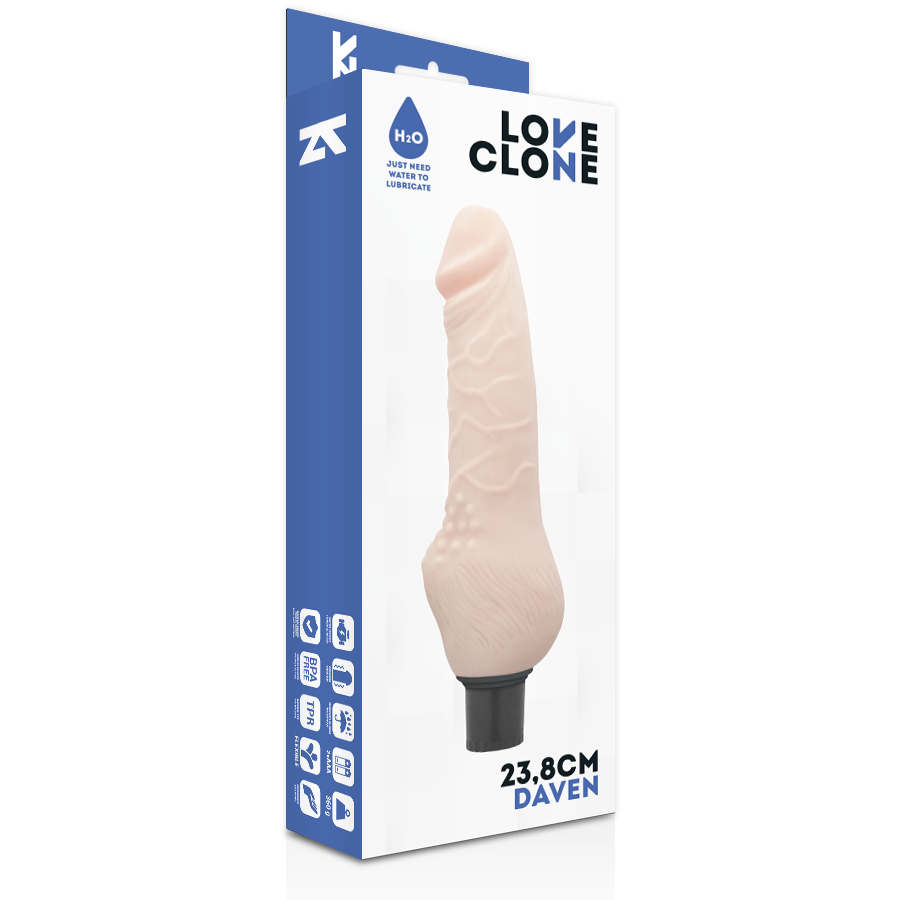 LOVECLONE - DAVEN SELF LUBRICATION REALISTIC 23.8 CM -O- 3.8 CM LOVECLONE NOCTURNA DESIRES