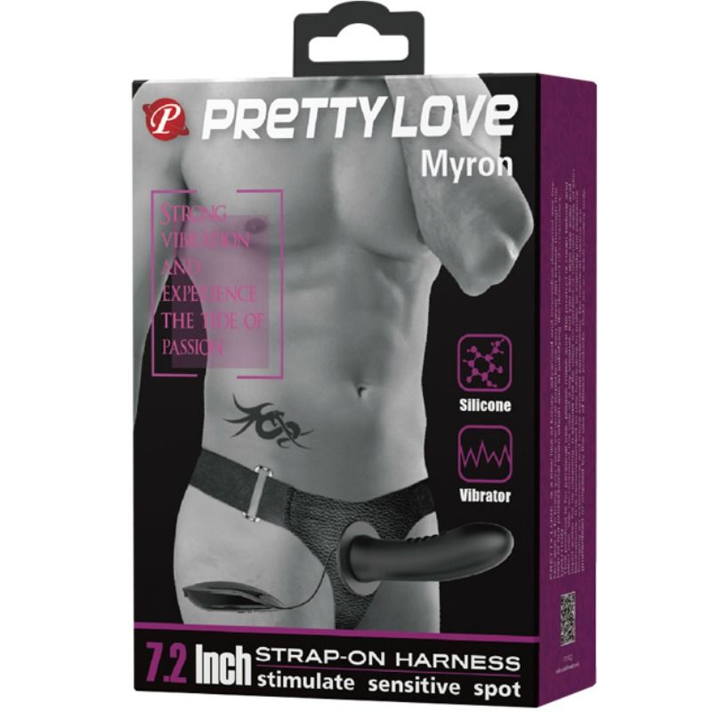 PRETTY LOVE - MYRON STRAP ON WITH VIBRATION AND HOLLOW DILDO - NOCTURNA DESIRES