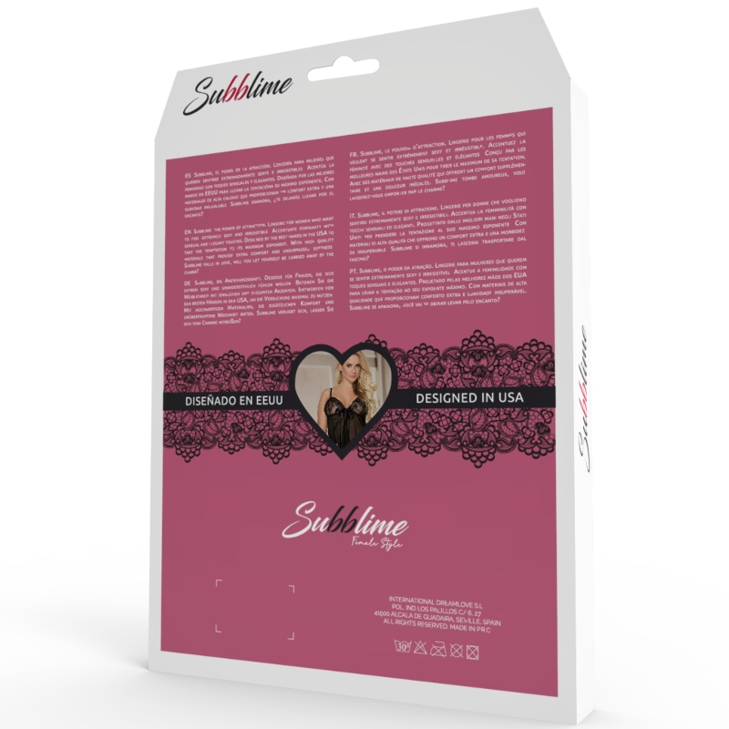 SUBBLIME - CHEMISE GARTER BELT BLACK L/XL - NOCTURNA DESIRES