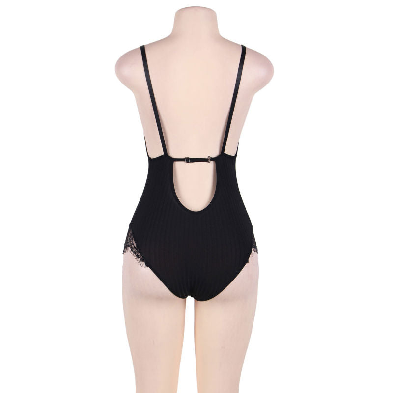 SUBBLIME - QUEEN PLUS TEDDY WITH CLEARS AND FRINGES BLACK - NOCTURNA DESIRES
