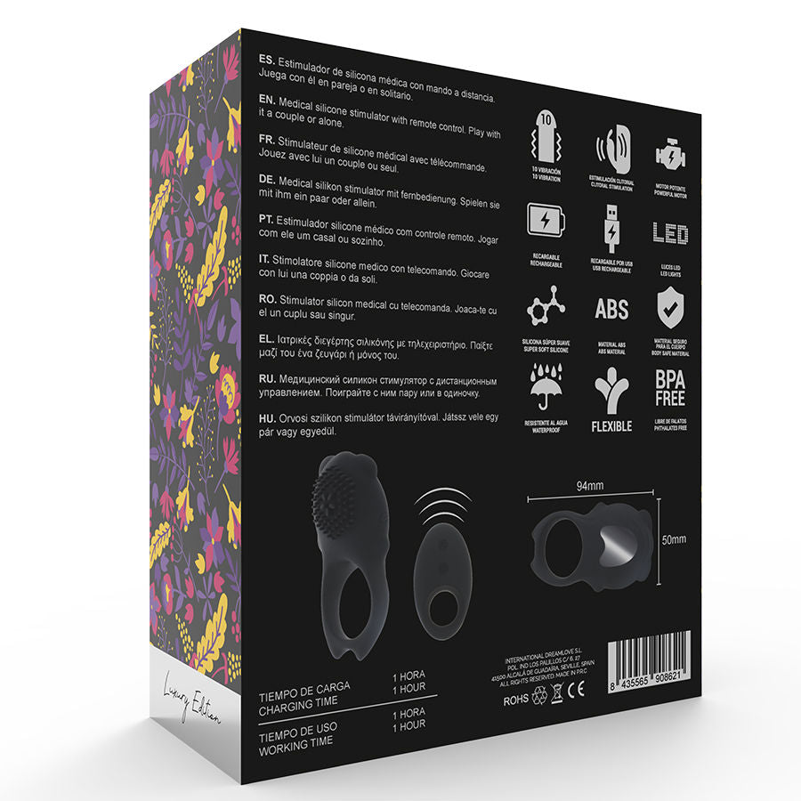 MIA - COLOSSEO COCK RING REMOTE CONTROL BLACK - NOCTURNA DESIRES