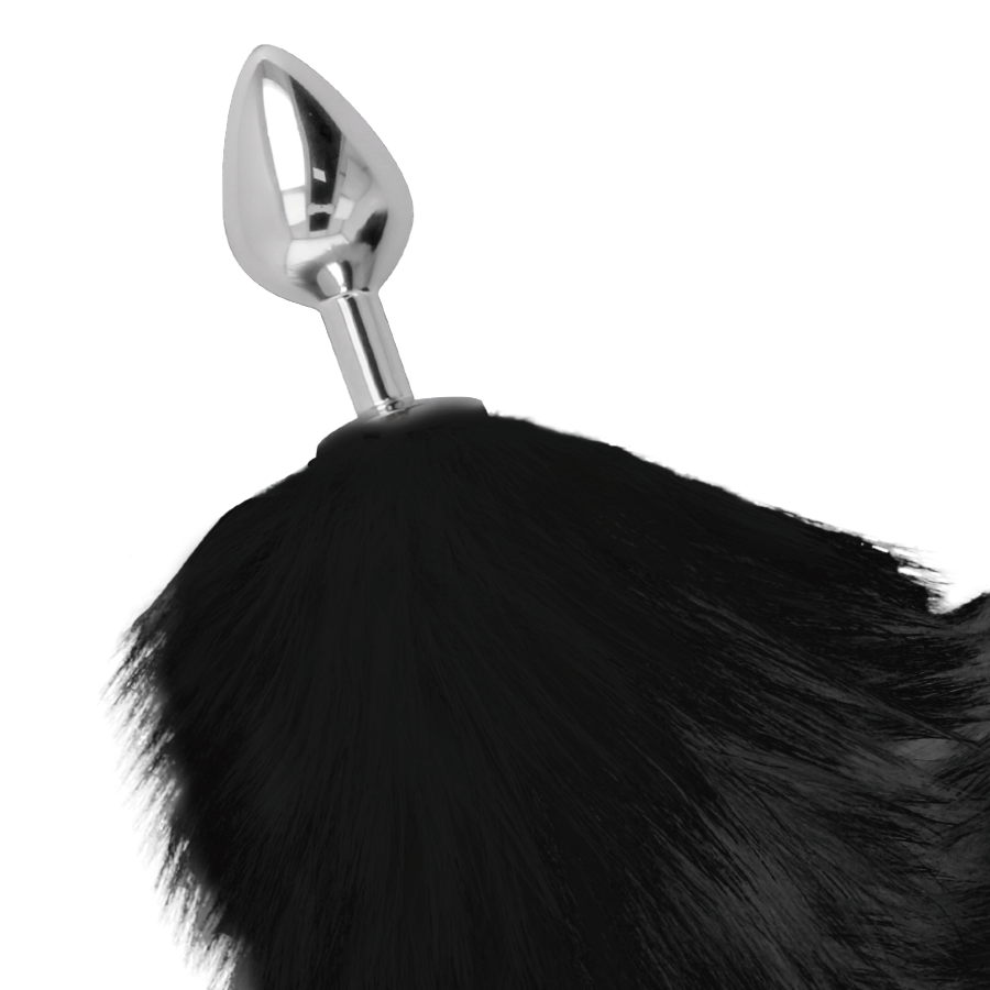DARKNESS - SILVER ANAL PLUG 8 CM WITH BLACK TAIL - NOCTURNA DESIRES