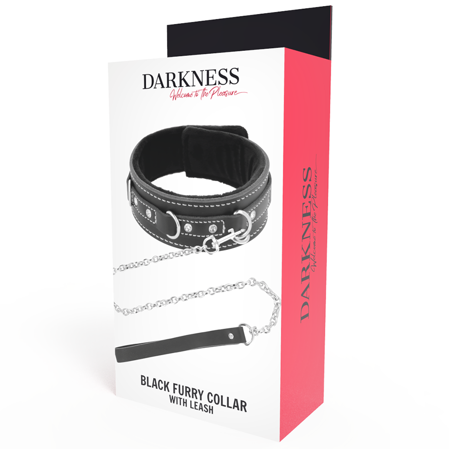 DARKNESS - HIGH QUALITY LEATHER NECKLACE WITH LEASH - NOCTURNA DESIRES