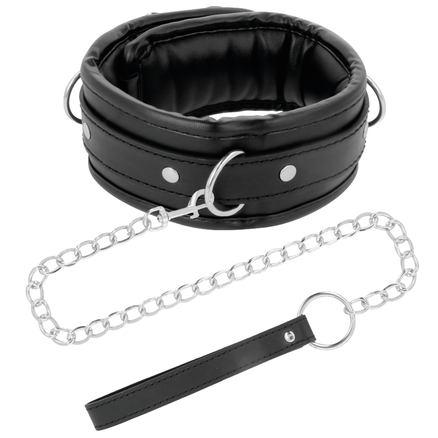 DARKNESS - SOFT LEATHER NECKLACE WITH CHAIN - NOCTURNA DESIRES