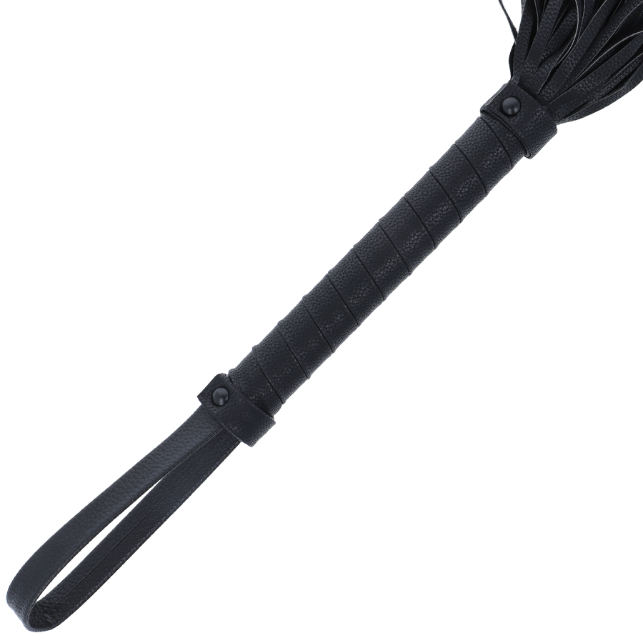 DARKNESS - BLACK BONDAGE WHIP 42CM LEATHER - NOCTURNA DESIRES