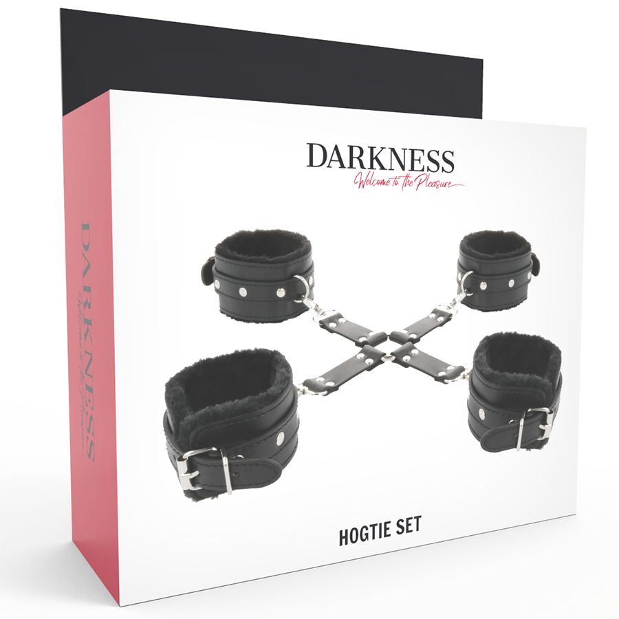 DARKNESS - LEATHER HANDCUFFS FOR FOOT AND HANDS BLACK - NOCTURNA DESIRES