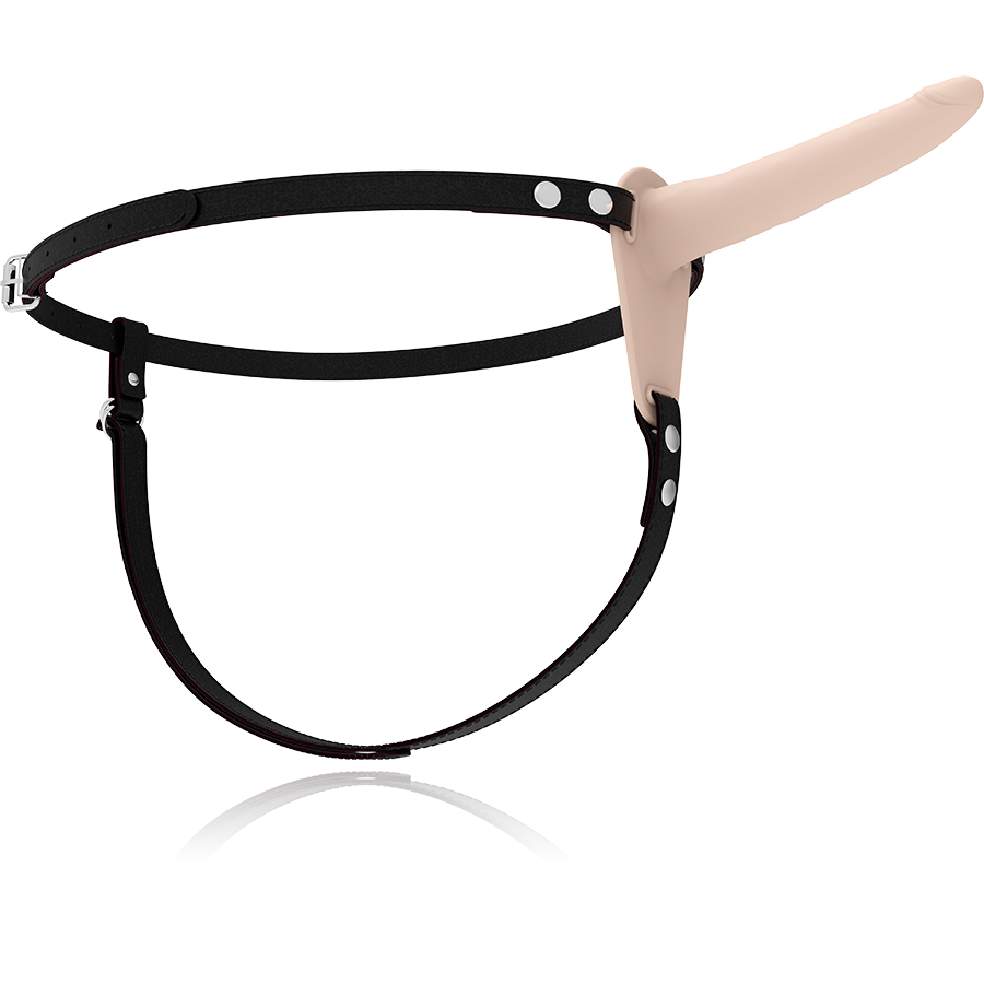 FETISH SUBMISSIVE HARNESS - FLESH SILICONE VIBRATOR 15 CM - NOCTURNA DESIRES