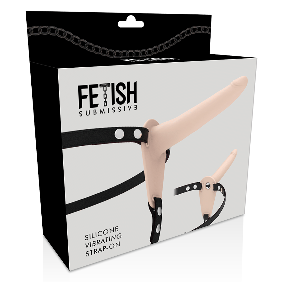 FETISH SUBMISSIVE HARNESS - FLESH SILICONE VIBRATOR 15 CM - NOCTURNA DESIRES