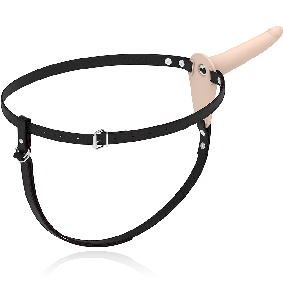 FETISH SUBMISSIVE HARNESS - FLESH SILICONE VIBRATOR 15 CM - NOCTURNA DESIRES