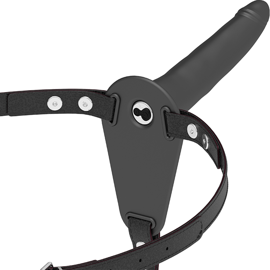 FETISH SUBMISSIVE HARNESS - BLACK SILICONE VIBRATOR 15 CM - NOCTURNA DESIRES