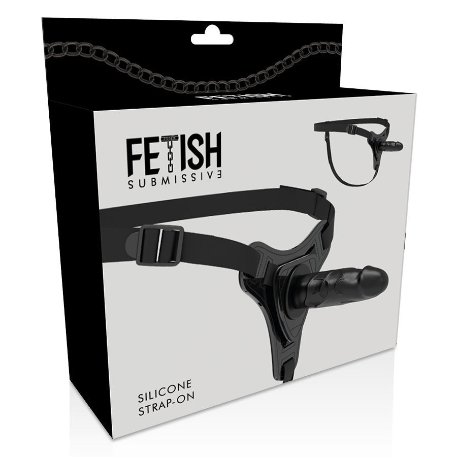 FETISH SUBMISSIVE HARNESS - REALISTIC BLACK SILICONE 15 CM - NOCTURNA DESIRES