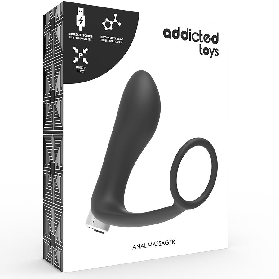 ADDICTED TOYS - PROSTATIC VIBRATOR RECHARGEABLE MODEL 1 - BLACK - NOCTURNA DESIRES