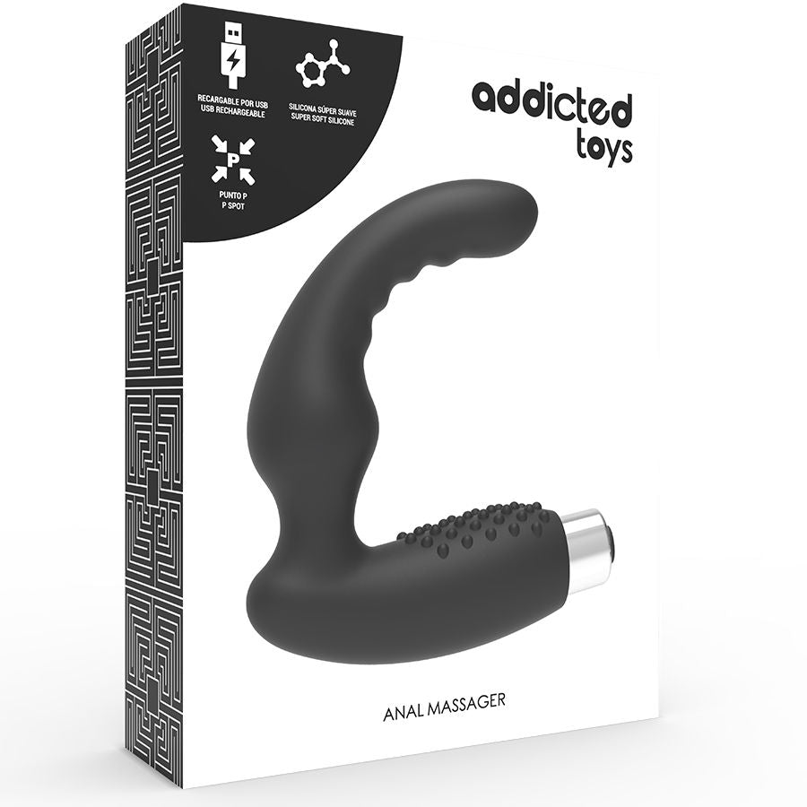 ADDICTED TOYS - PROSTATIC VIBRATOR RECHARGEABLE MODEL 2 - BLACK - NOCTURNA DESIRES