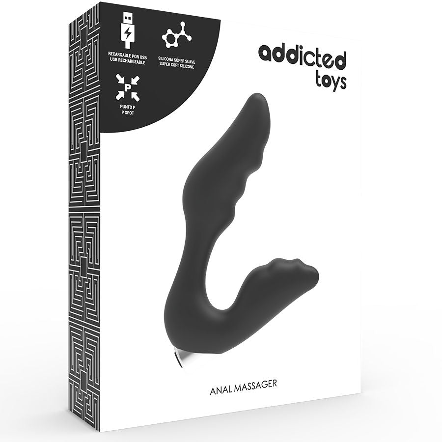 ADDICTED TOYS - PROSTATIC VIBRATOR RECHARGEABLE MODEL 6 - BLACK - NOCTURNA DESIRES
