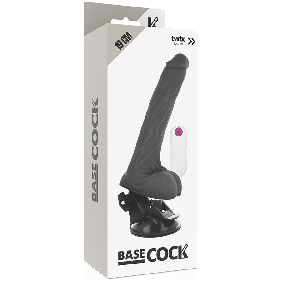 BASECOCK - REALISTIC VIBRATOR REMOTE CONTROL BLACK 19 CM -O- 4 CM - NOCTURNA DESIRES