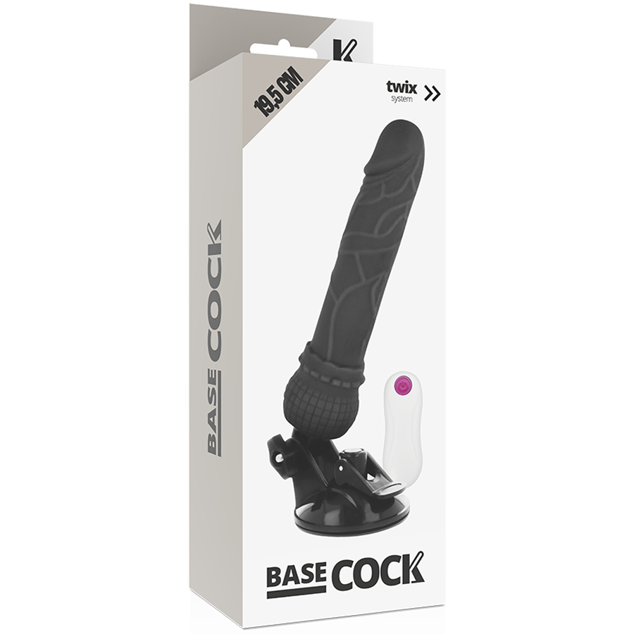 BASECOCK - REALISTIC VIBRATOR REMOTE CONTROL BLACK 19.5 CM -O- 4 CM - NOCTURNA DESIRES