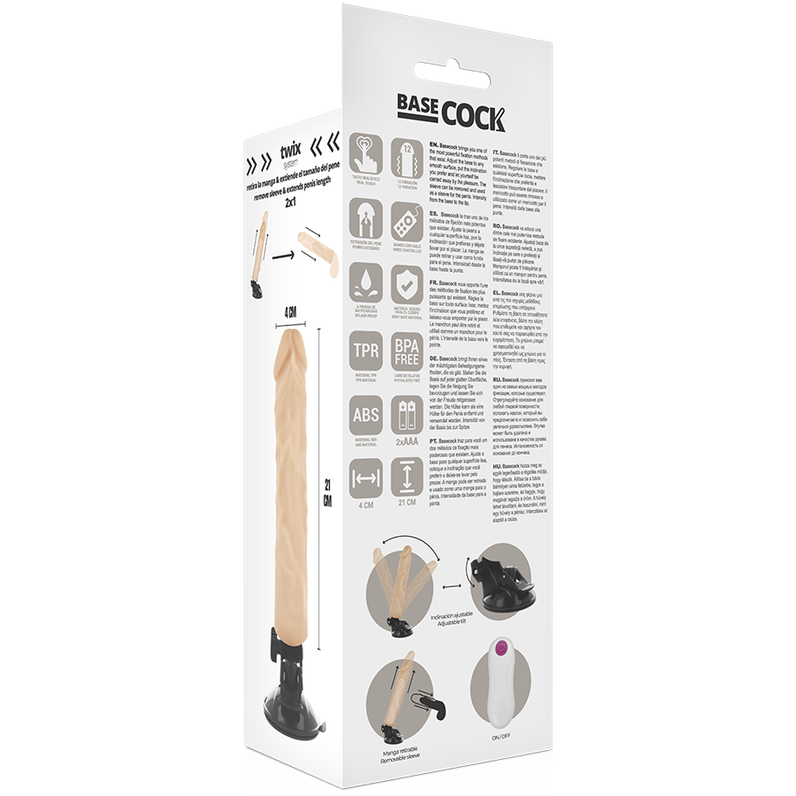 BASECOCK - REALISTIC VIBRATOR REMOTE CONTROL FLESH 21 CM -O- 4 CM - NOCTURNA DESIRES