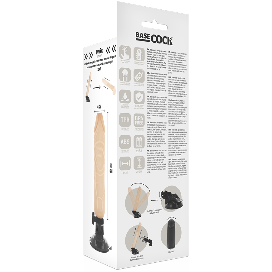 BASECOCK - REALISTIC VIBRATOR REMOTE CONTROL FLESH 20 CM -O- 4 CM - NOCTURNA DESIRES