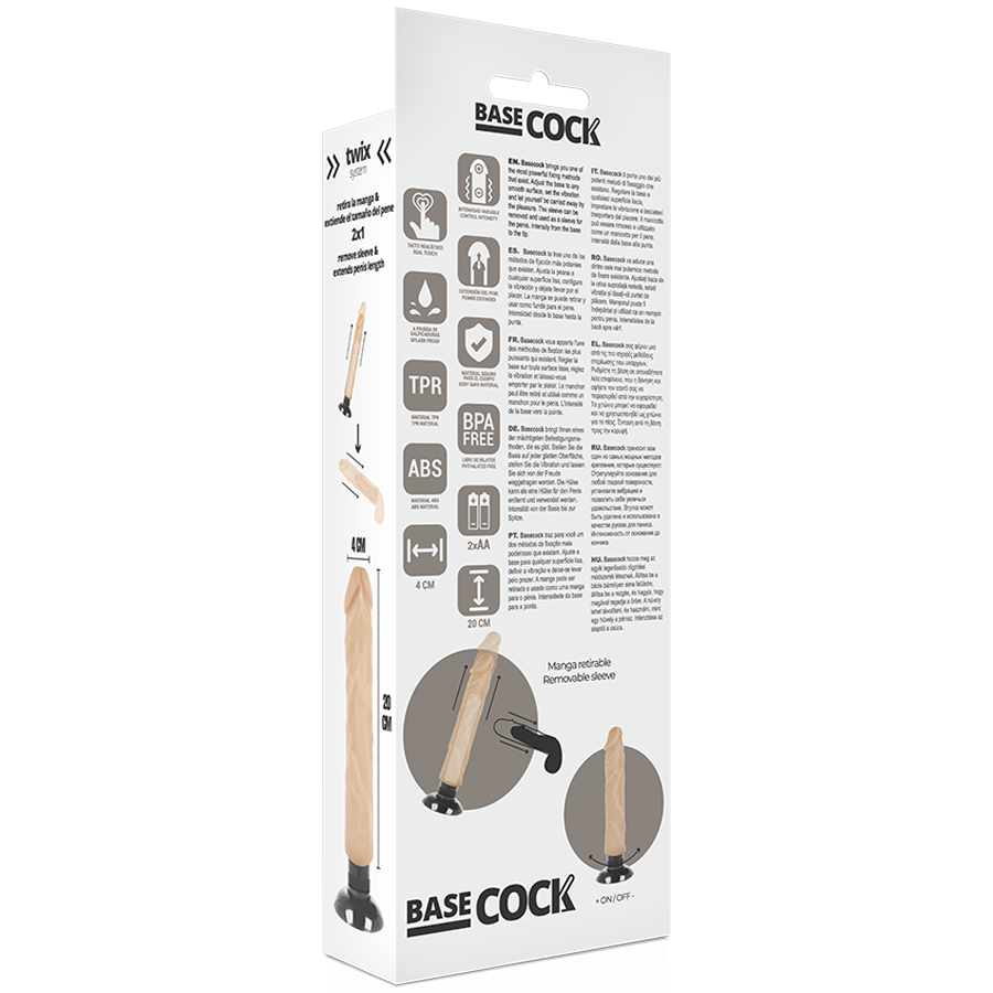 BASECOCK - REALISTIC VIBRATOR 2-1 FLESH 20 CM -O- 4 CM - NOCTURNA DESIRES