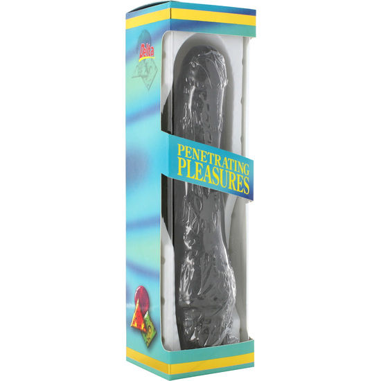 SEVEN CREATIONS - VINYL P-SHAPE VIBRATOR BLACK PENIS 20 CM - NOCTURNA DESIRES