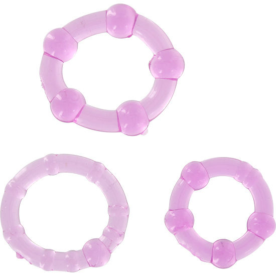 SEVEN CREATIONS - SET OF THREE LILAC PENIS RINGS - NOCTURNA DESIRES