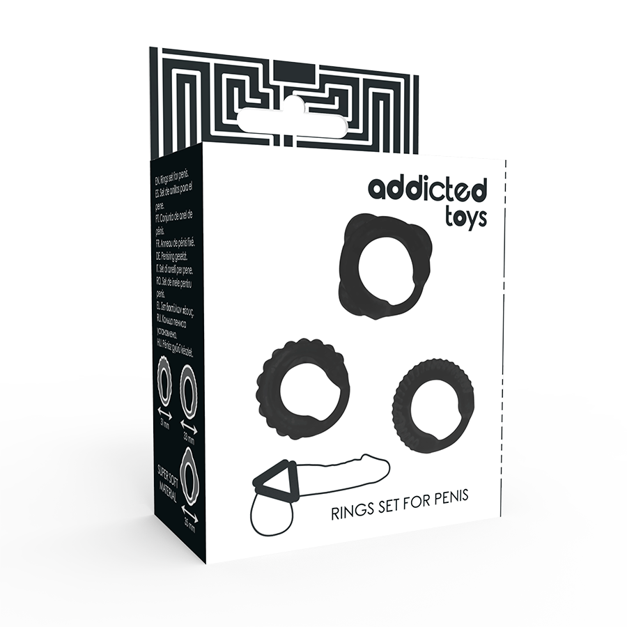 ADDICTED TOYS - C-RING SET BLACK - NOCTURNA DESIRES
