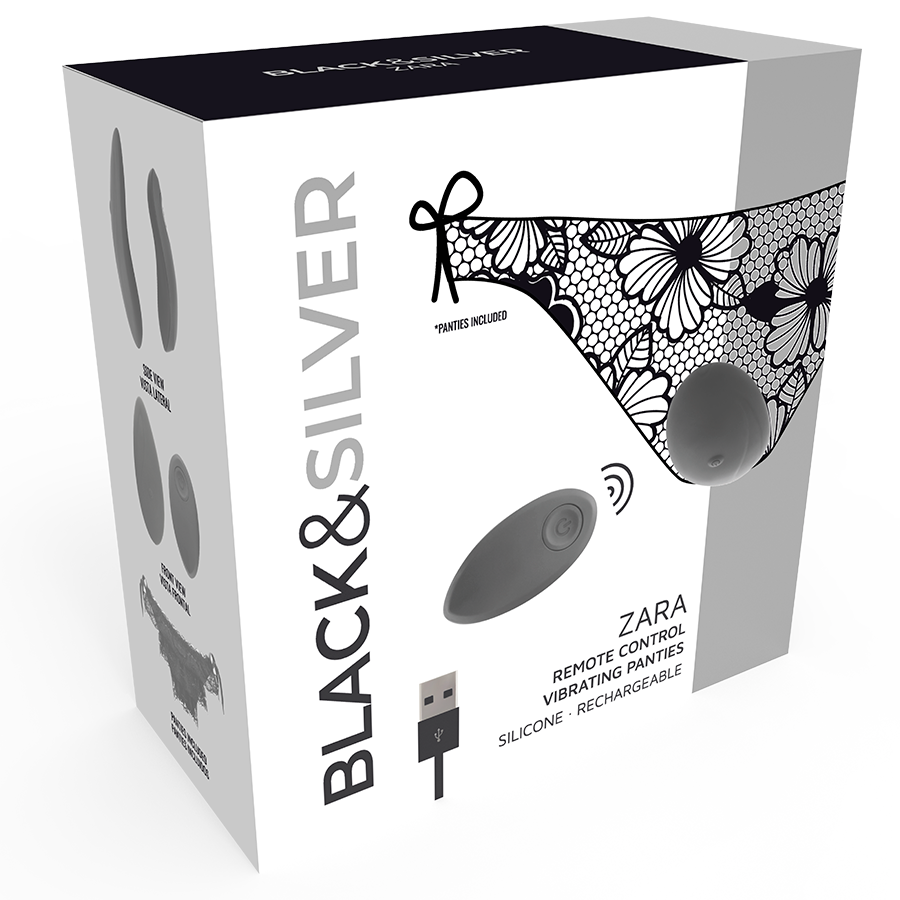 BLACK&SILVER - ZARA REMOTE CONTROL STIMULATOR WITH FREE PANTY BLACK&SILVER NOCTURNA DESIRES