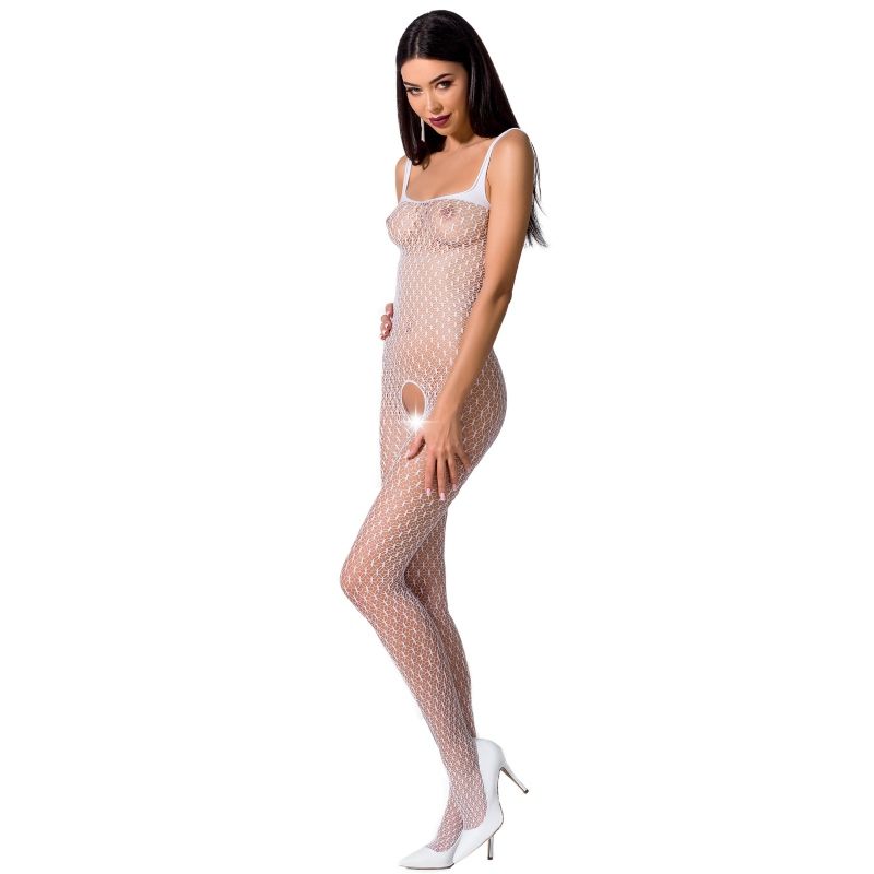 PASSION - WOMAN BS071 WHITE BODYSTOCKING ONE SIZE - NOCTURNA DESIRES