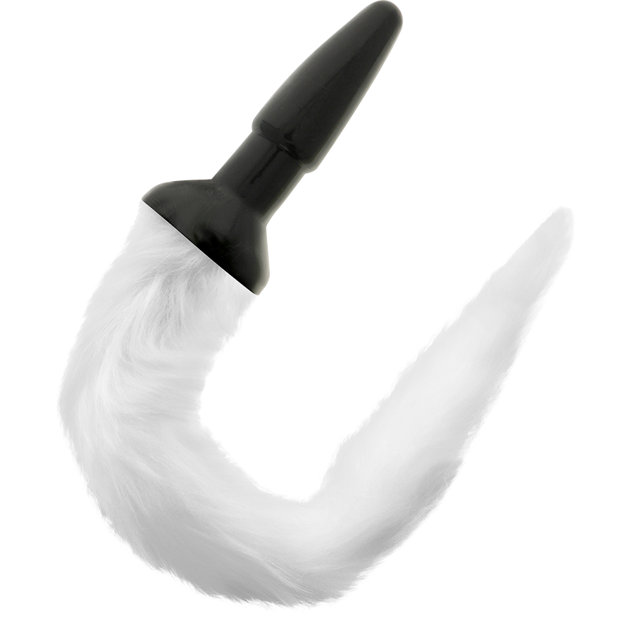 DARKNESS - SILICONE ANAL PLUG WITH WHITE TAIL - NOCTURNA DESIRES