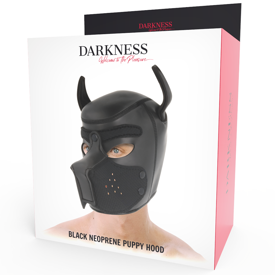 DARKNESS - NEOPRENE DOG MASK WITH REMOVABLE MUZZLE L - NOCTURNA DESIRES