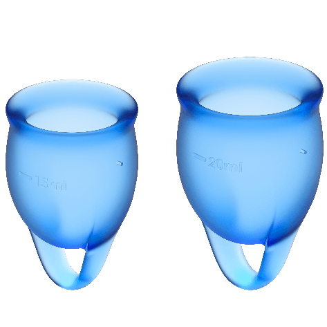 SATISFYER - FEEL CONFIDENT MENSTRUAL CUP DARK BLUE 15 + 20 ML - NOCTURNA DESIRES