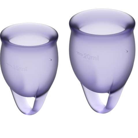 SATISFYER - FEEL CONFIDENT MENSTRUAL CUP PURPLE 15 + 20 ML - NOCTURNA DESIRES