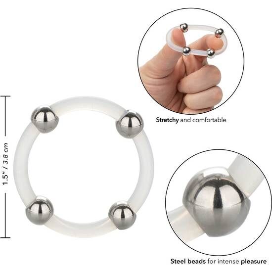 CALEXOTICS - STEEL BEADED SILICONE RING L - NOCTURNA DESIRES