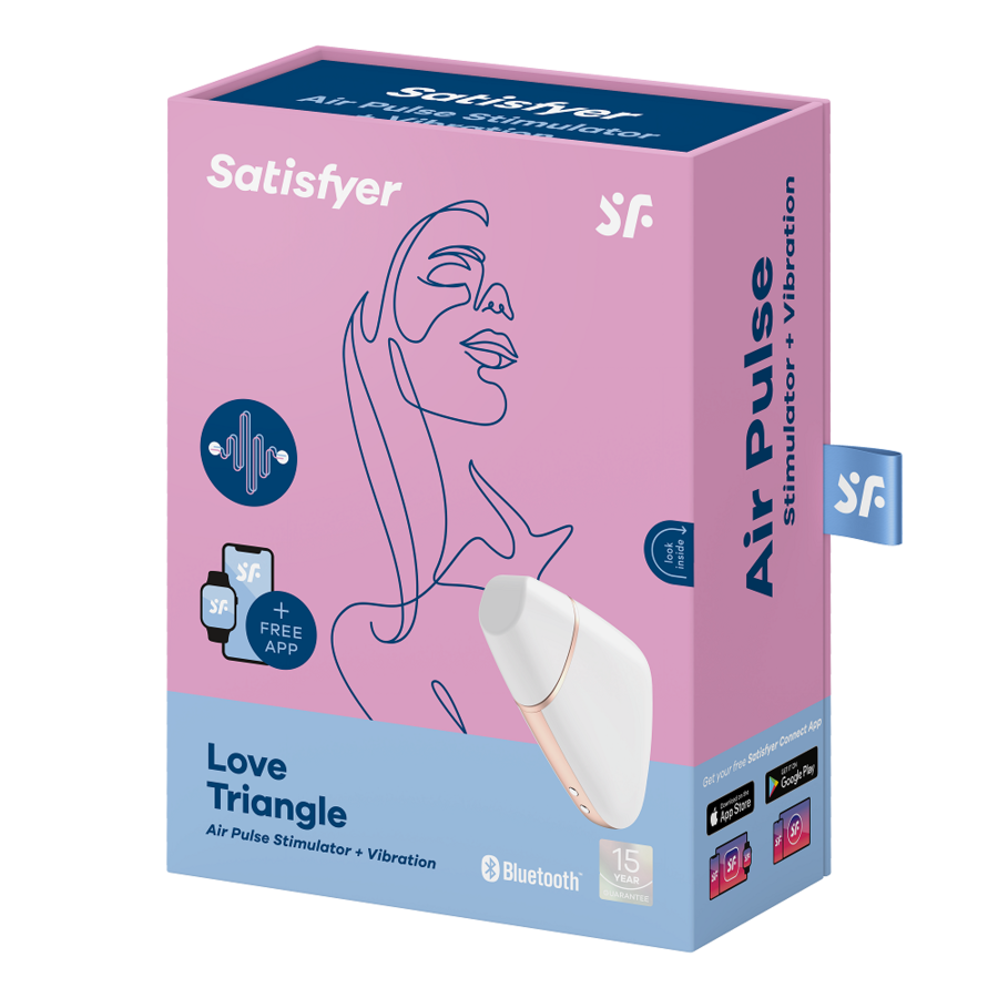 SATISFYER - LOVE TRIANGLE AIR PULSE STIMULATOR & VIBRATOR WHITE - NOCTURNA DESIRES
