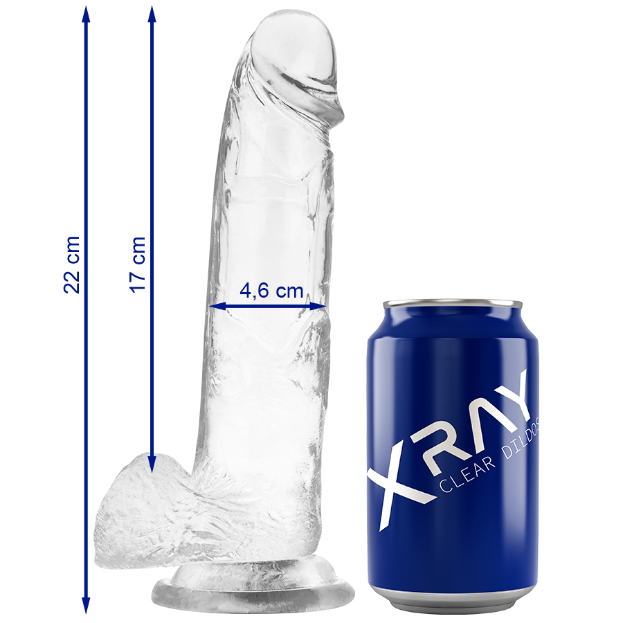 X RAY - CLEAR COCK WITH BALLS 22 CM -O- 4.6 CM - NOCTURNA DESIRES