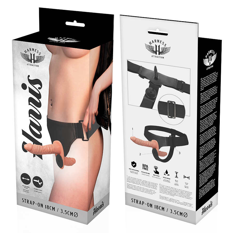 HARNESS ATTRACTION - HARRIS DOUBLE PENETRACI N WITH VIBRATION 18 CM -O- 3.5 CM - NOCTURNA DESIRES