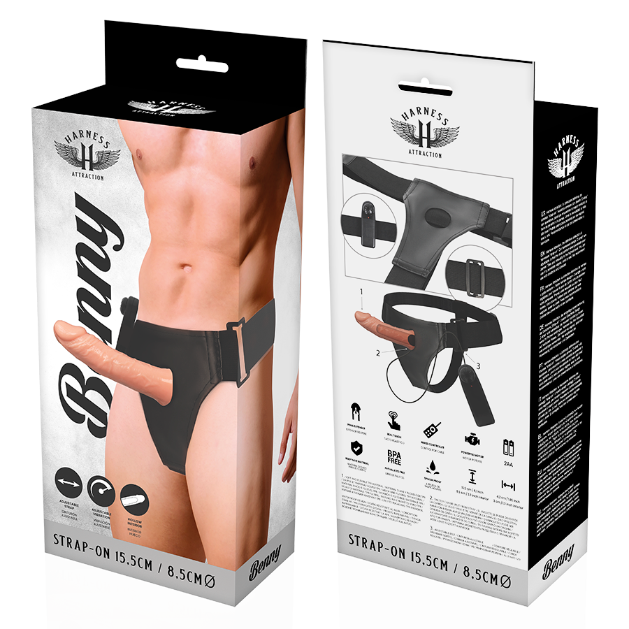HARNESS ATTRACTION - RNES HOLLOW BENNY WITH VIBRATOR 15 CM -O- 4.5 CM - NOCTURNA DESIRES
