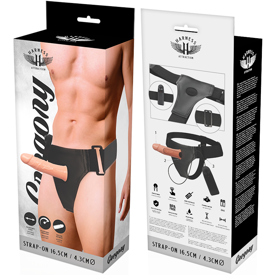 HARNESS ATTRACTION - GREGORY HOLLOW RNES WITH VIBRATOR 16.5 CM -O- 4.3 CM - NOCTURNA DESIRES