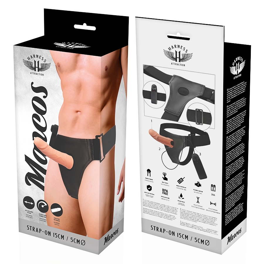 HARNESS ATTRACTION - RNES HOLLOW FRAMES WITH VIBRATOR 15 CM -O- 5 CM - NOCTURNA DESIRES