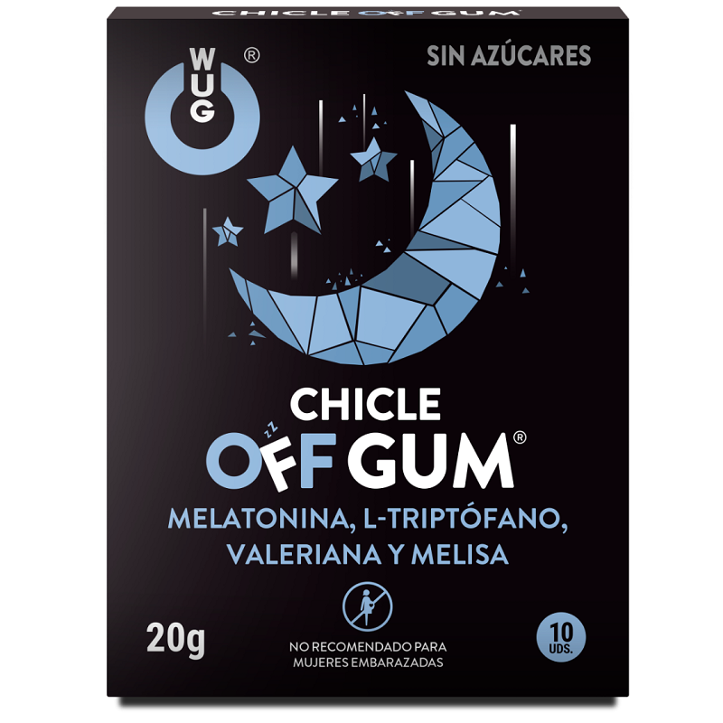WUG GUM - OFF VALERIAN, TRYPTOPHAN, LEMON BALM AND MELATONIN 10 UNITS - NOCTURNA DESIRES