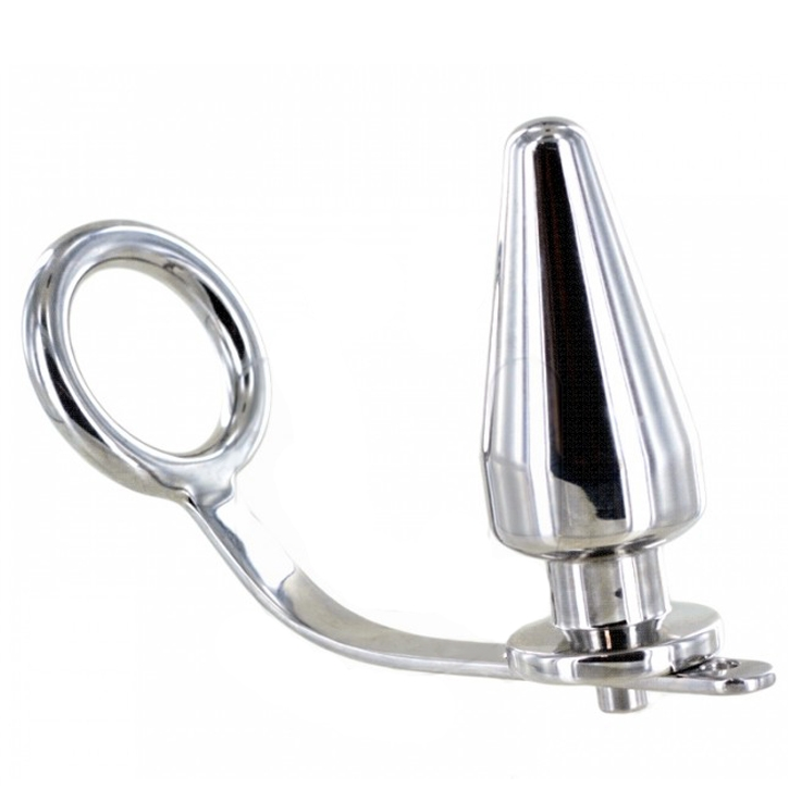 METAL HARD - STEEL RING WITH ANAL PLUG 45 X 50MM METAL HARD NOCTURNA DESIRES